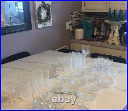 Large Crystal Table Service Set 16 Cristal Tumblers + Arcoroc Bowls- 44 Pieces