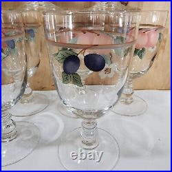 Large Set of 7 Mikasa Crystal Fruit Panorama Water Goblet 7 glasses 16 oz