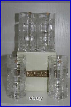 Lauren Ralph Lauren Home Crystal GlasswareSet of 4 HighballsGlen PlaidNew