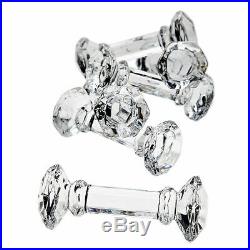 Lead Crystal Knife Rest 6pc Fine Dining Set Table Glass Ware Holder Dumbbell New