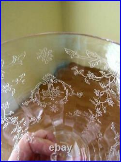 Lenox Crystal Fostoria Navarre Sets of 2 Ice Tea Goblets Pink Optic Plate Etch