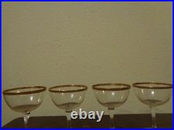 Lenox Crystal Tuxedo Champagne Coupe Glasses Set Of 4 Gold Trim WithLabel