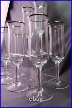 Lenox DESIRE Platinum 7 1/2 Fluted Champagne Glasses Set of 8 Signed