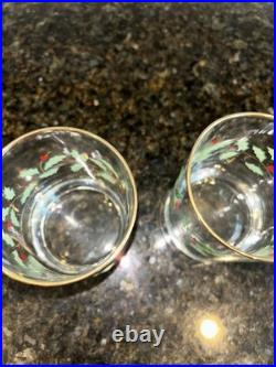 Lenox Holiday Double On Rocks Holly Berry Christmas Old Fashioned Glass Set of 8