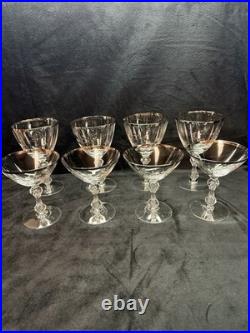 Lenox Kingsley Tiffin-Franciscan Platinum Etched Crystal 8-Pc Set Goblets Coupes