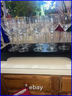 Lenox Monroe Crystal Gold Wine Glasses Set of 9 Made In USA Excellent Condition