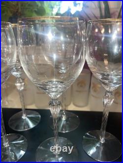 Lenox Monroe Crystal Gold Wine Glasses Set of 9 Made In USA Excellent Condition