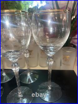 Lenox Monroe Crystal Gold Wine Glasses Set of 9 Made In USA Excellent Condition