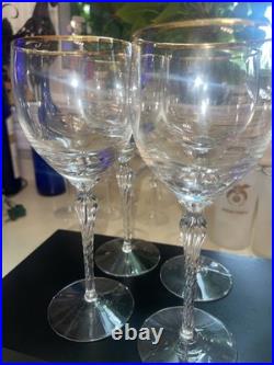 Lenox Monroe Crystal Gold Wine Glasses Set of 9 Made In USA Excellent Condition