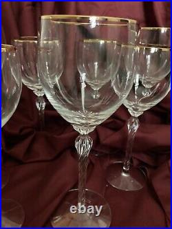 Lenox Monroe Gold Rim Crystal Wine & Water 10 Pieces Twisted Stem NWT