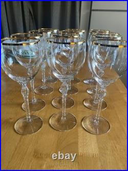 Lenox Monroe Twelve (12) Crystal & Gold Wine Glasses