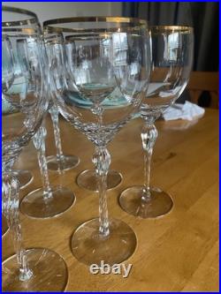 Lenox Monroe Twelve (12) Crystal & Gold Wine Glasses