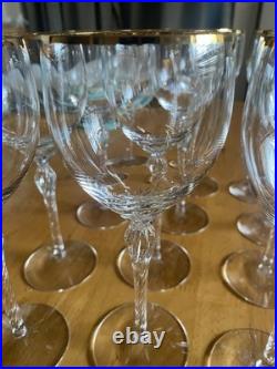 Lenox Monroe Twelve (12) Crystal & Gold Wine Glasses