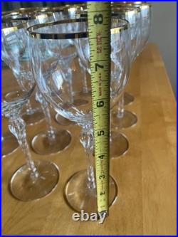 Lenox Monroe Twelve (12) Crystal & Gold Wine Glasses
