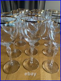 Lenox Monroe Twelve (12) Crystal & Gold Wine Glasses