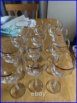 Lenox Monroe Twelve (12) Crystal & Gold Wine Glasses