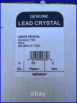 Lenox SOLITAIRE PLATINUM Crystal Wine Glasses 8 Set of 12 New in Boxes