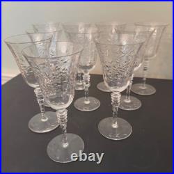 Libbey Rock Sharpe Vintage Crystal Wine Glasses Set of 10 7.75 Tall