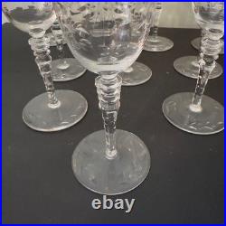 Libbey Rock Sharpe Vintage Crystal Wine Glasses Set of 10 7.75 Tall