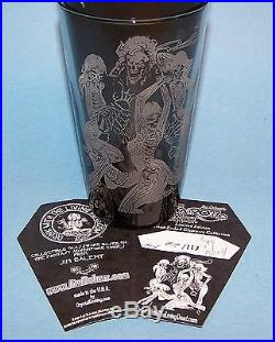 Living Dead & Tarot Witch Crystal Etching Glassware Set oF 4 Glasses COA Signed