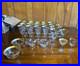 Lot of 24 Clear Gold Rim Flared Glassware Set Wine, Coupe, Sherbet, Creamer