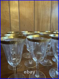 Lot of 24 Clear Gold Rim Flared Glassware Set Wine, Coupe, Sherbet, Creamer