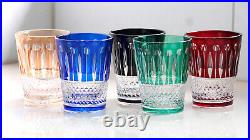Louis Colored Hand Cut To Crystal Drinkware Set Whiskey Glass 10oz Beverage 5pcs