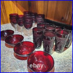 Luminarc Cristal d'Arques Durand 18pc Ruby Red Glass Goblets, Tumblers, Bowl Set