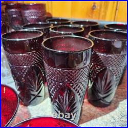 Luminarc Cristal d'Arques Durand 18pc Ruby Red Glass Goblets, Tumblers, Bowl Set