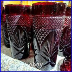 Luminarc Cristal d'Arques Durand 18pc Ruby Red Glass Goblets, Tumblers, Bowl Set