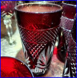 Luminarc Cristal d'Arques Durand 18pc Ruby Red Glass Goblets, Tumblers, Bowl Set