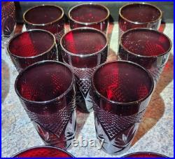 Luminarc Cristal d'Arques Durand 18pc Ruby Red Glass Goblets, Tumblers, Bowl Set