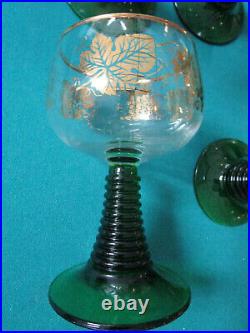 Luminarc German Roemer Lemberg / Pflaz Green gold crystal wine glass PICK SET