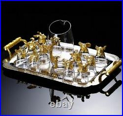 Luxury HQ Crystal Glass Full Zodiac Drinkware Set-12 Shot Glasses with Jug & Box