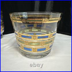 MCM Bar Set Culver Empress 22K Gold embossed 6 Rock Glasses, Ice Bucket & Tongs