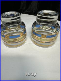 MCM Bar Set Culver Empress 22K Gold embossed 6 Rock Glasses, Ice Bucket & Tongs