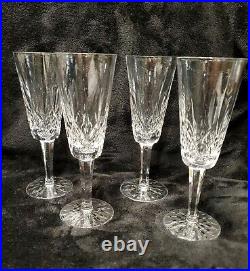 MINT Set Of 4 Waterford Crystal Lismore Champagne Flutes, Older Mark, Stunning