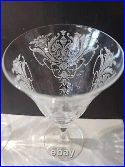 MORGANTOWN Milan SET of 9 Lacy Needle Etched Water Glasses Goblets 7 5/8