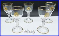 MUSEUM French Baccarat Crystal Beauvais Liquor Glasses Gold Trim & Rim Set of 5