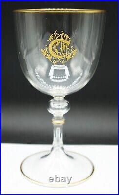 MUSEUM French Baccarat Crystal Beauvais Liquor Glasses Gold Trim & Rim Set of 5