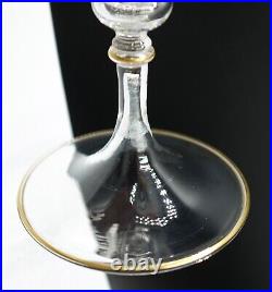 MUSEUM French Baccarat Crystal Beauvais Liquor Glasses Gold Trim & Rim Set of 6