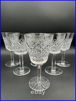 Magnificent Set of 6 WATERFORD CRYSTAL ALANA Claret Wine Glasses MINT