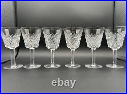 Magnificent Set of 6 WATERFORD CRYSTAL ALANA Claret Wine Glasses MINT