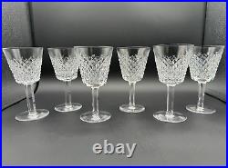 Magnificent Set of 6 WATERFORD CRYSTAL ALANA Claret Wine Glasses MINT