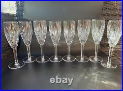 Magnificent Set of 8 WATERFORD CRYSTAL Carina Fluted Champagne Glasses, MINT