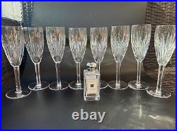 Magnificent Set of 8 WATERFORD CRYSTAL Carina Fluted Champagne Glasses, MINT