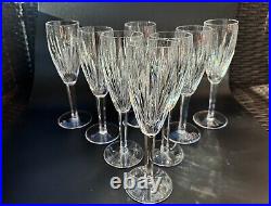 Magnificent Set of 8 WATERFORD CRYSTAL Carina Fluted Champagne Glasses, MINT