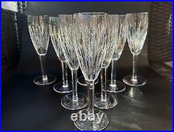 Magnificent Set of 8 WATERFORD CRYSTAL Carina Fluted Champagne Glasses, MINT