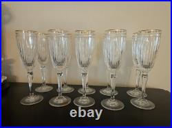 Marquis Waterford Hanover Gold Trim Crystal Fluted Champagne Glasses'. Set of 10