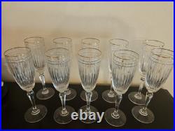 Marquis Waterford Hanover Gold Trim Crystal Fluted Champagne Glasses'. Set of 10